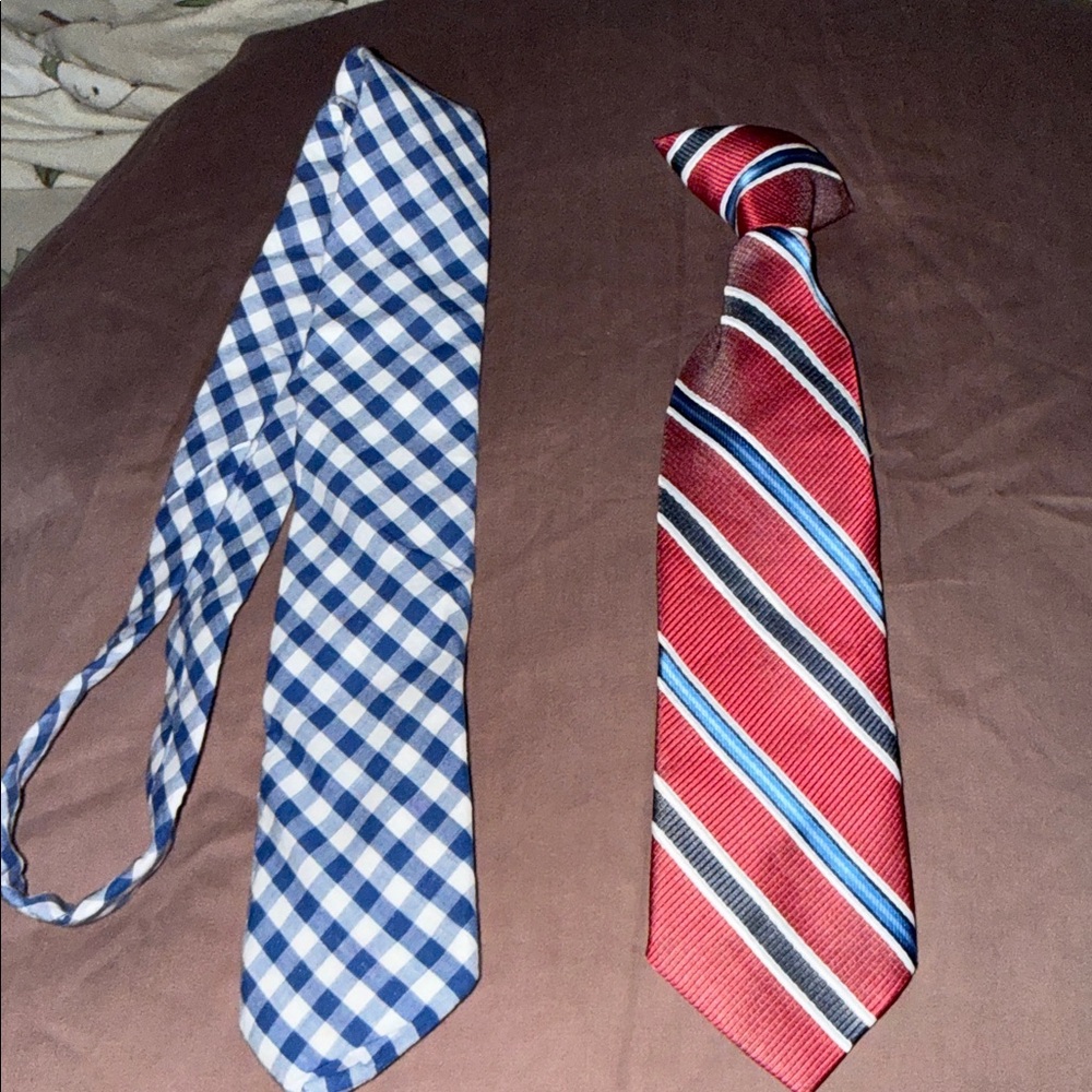 2 Kids' Checkered and Striped Ties Set boys formal party holiday